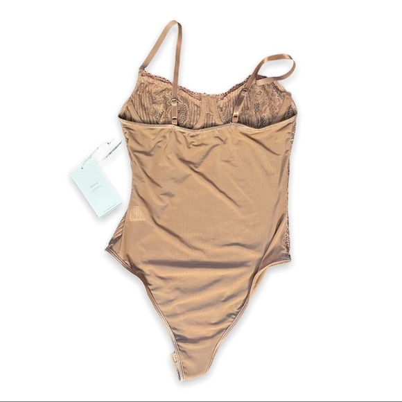 Cocoa Beige Bodysuit Lace Underwire Bra Thong Sexy Lingerie Look - Picture 2 of 5